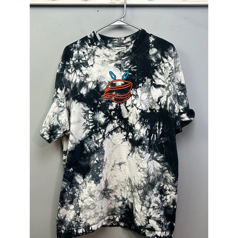 Shaka Wear T-Shirt Mens L Black White Tie Dye SuperMAXHeavy Embroidered Graphic