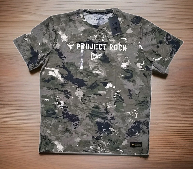 Under Armour Project Rock Shirt Men Veterans Day Freedom Graphic USA Camo XL