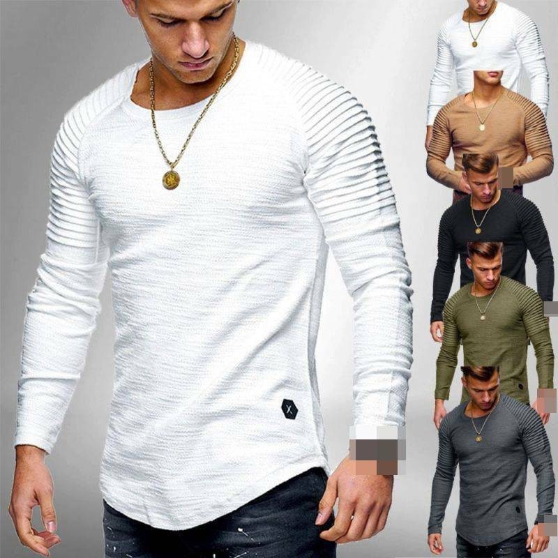 Men's T-shirt O Neck Slim Fit Casual Muscle Tee Tops Blouse Long Sleeve M-3XL 😍 gallery