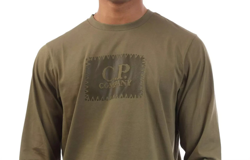 CP COMPANY LONG SLEEVE BOX LOGO COTTON T-SHIRT OLIVE GREEN L RRP £120 BNWT gallery