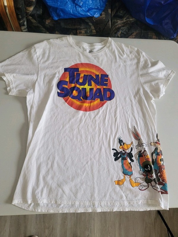 SPACE JAM Men’s White XL Tune Squad Looney Tunes Graphic T-Shirt Cotton