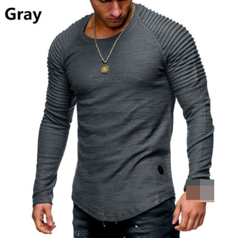 Men's T-shirt O Neck Slim Fit Casual Muscle Tee Tops Blouse Long Sleeve M-3XL 😍 gallery
