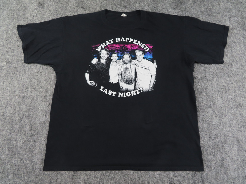 Hangover Shirt Mens XL Black What Happened Last Night Movie Promo Graphic 2019