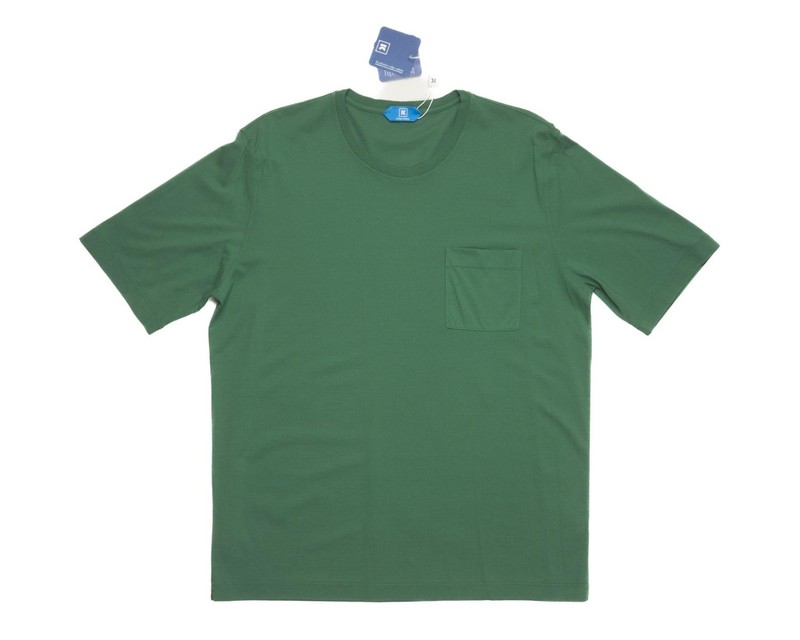 Kired by Kiton NWT $295 Paix Green Crepe Cotton Short Sleeve T-Shirt M (50 IT)