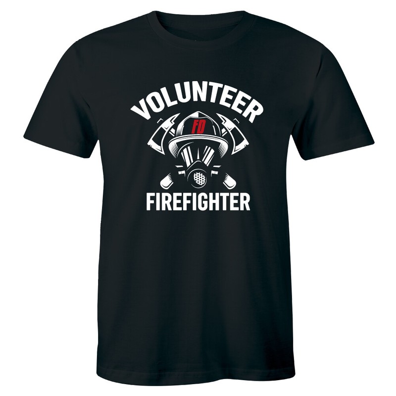 Firefighter Volunteer Fire Rescue Thin Red Line Department Tshirt Mens Shirt Tee