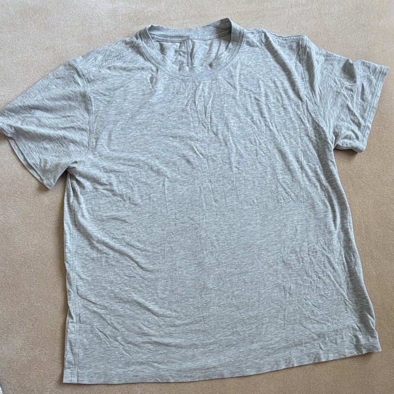 Men's Gray Solid Jersey T-Shirt, Crew Neck Short Sleeve, Size S Regular Fit