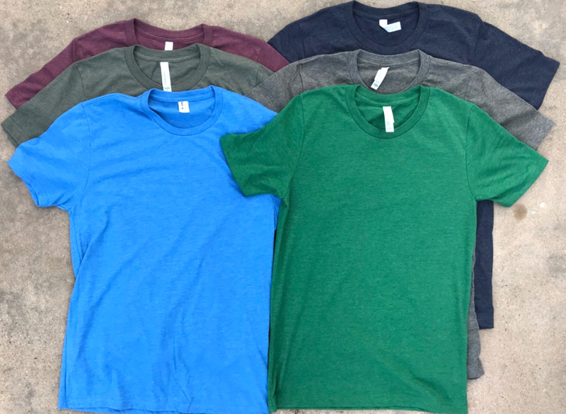 6 Pack Small T, 5 Bella Canvas CVC3001 and 1 Blue AllMade, Assortment of Colors