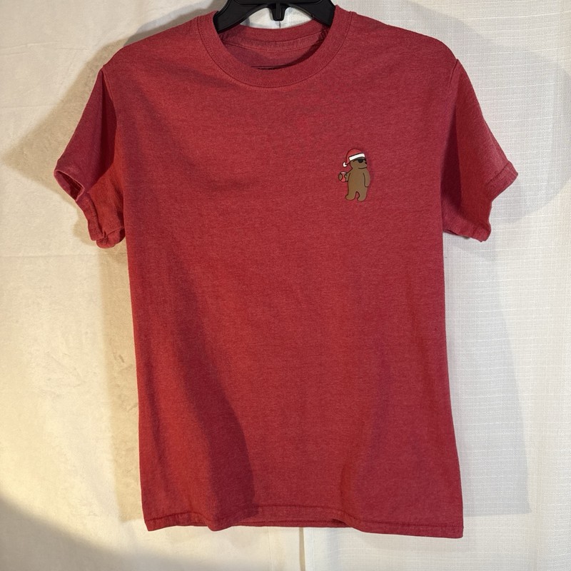 Riot Society Holiday Bear crewneck t-shirt Men's Small Red 100% Cotton gallery