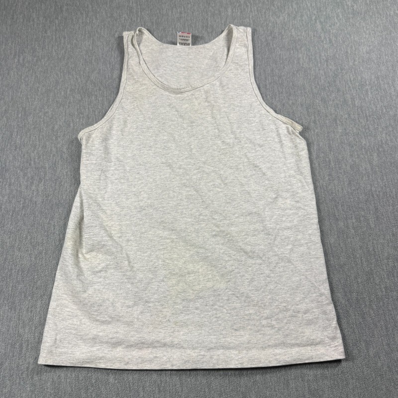 Fruit of the Loom Tank Top Mens L Gray Solid Blank Basic Undershirt Crew Made US