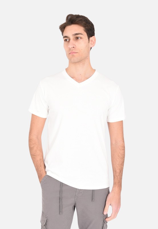 Men's Cotton Half Sleeve V Neck T-Shirt Solid Color Basic Slim Fit T-Shirt gallery