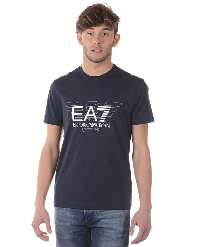 NWT EMPORIO ARMANI EA7 LOGO GREW NECK BLACK T-SHIRT. XL