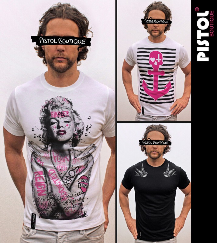 Pistol Boutique Men's Black Standard Fit crew Neck SKETCH HEART TONGUE T-shirt gallery