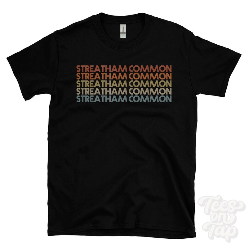STREATHAM COMMON REPEATED RETRO STYLE T-SHIRT mens & womens uk place name gift