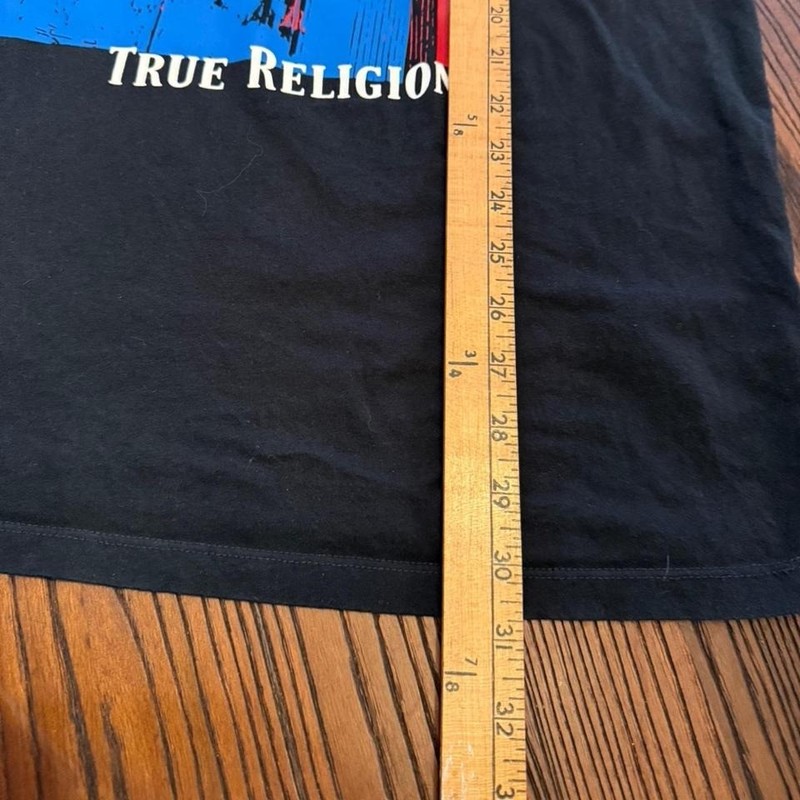 True Religion Shirt Mens Adult XXL Black Preppy Casual Logo Graphic Cotton T113 gallery