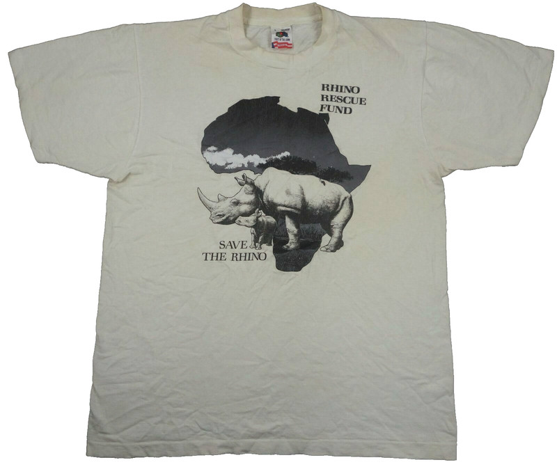 RHINO RESCUE FUND vintage t shirt Nairobi Africa WCI New York Zoological Large