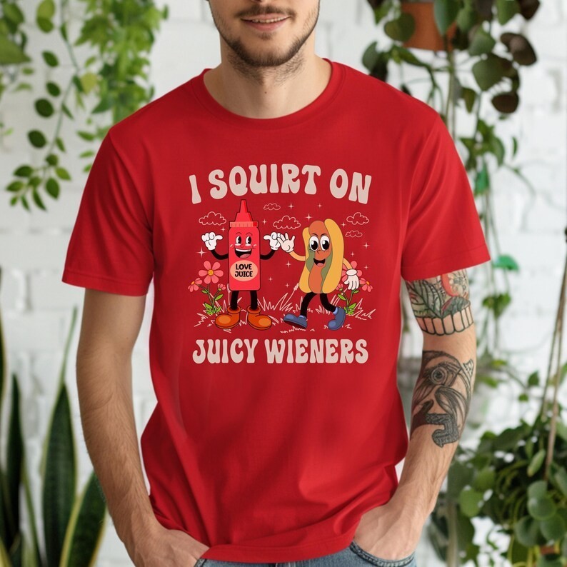 Retro Cartoon Suggestive Hot Dog T-Shirt, Funny Adult Humor BBQ Tee gallery