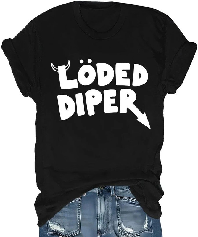 Loaded Diaper Shirt Vintage Black Solid Adult Short Sleeve Unisex Cotton AllSize
