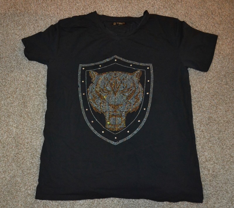 Moderno Italy Design beaded tiger mens t-shirt sz. XL