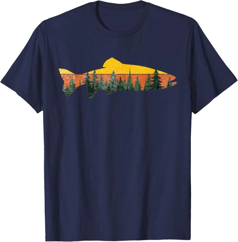 Trout Fly Fishing Outdoor Forest Nature Wildlife Fisherman T-Shirt S-5XL gallery
