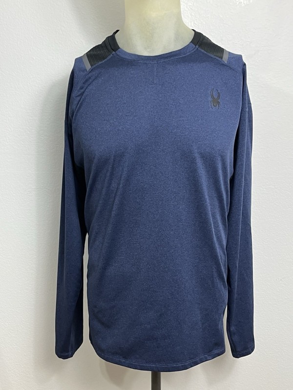 Spyder Active Pullover Shirt Men XL Blue Long Sleeve SPM100U