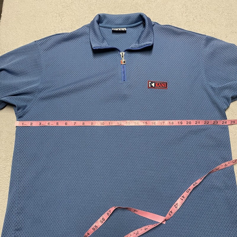 Kani Shirt Mens XL Blue Mesh Sport Jersey 1/4 Zip Logo Hip Hop 90s Retro gallery