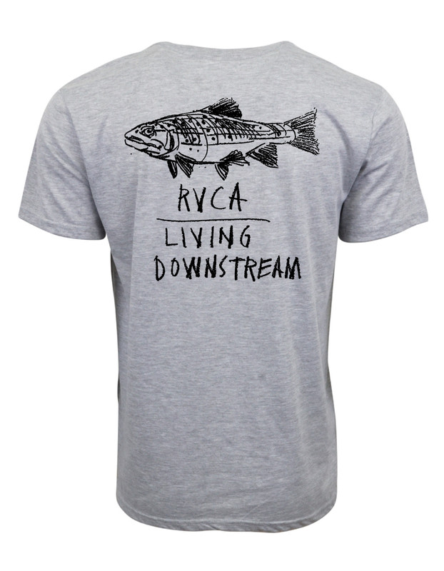 RVCA LIVING DOWNSTREAM FISHING T SHIRT GRAY
