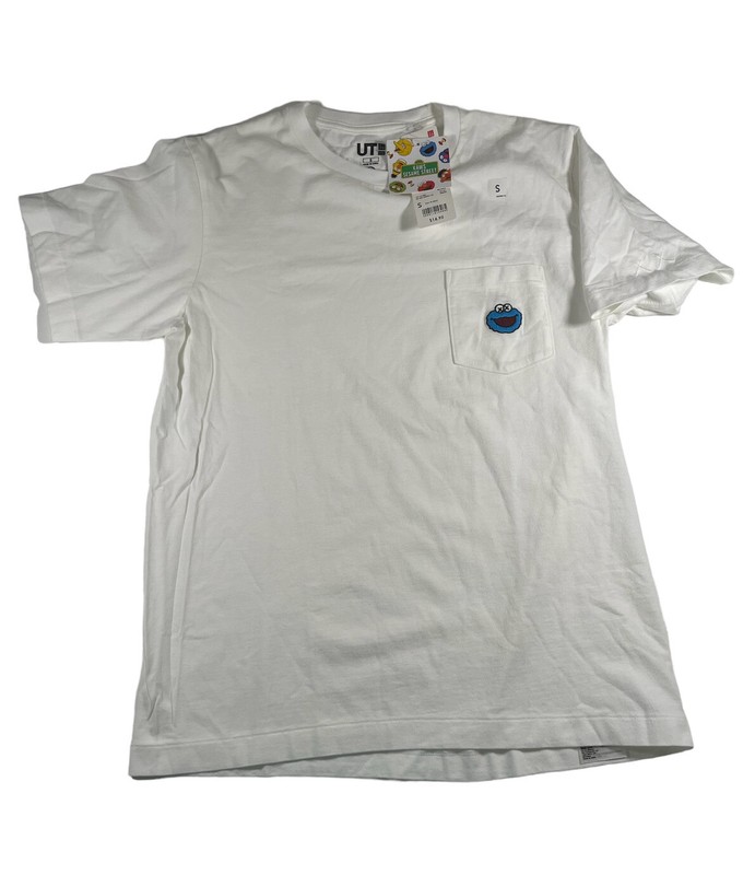 Kaws Sesame Street Graphic T Shirt S Uniqlo Cookie Monster White Collab NWT Mens