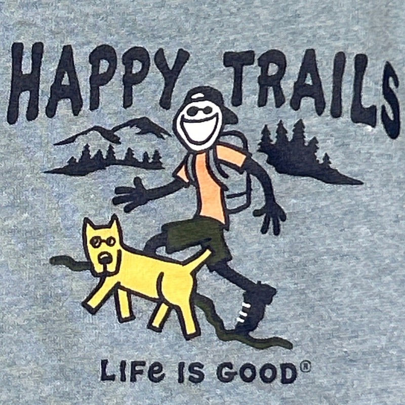 Life is Good Henley T Shirt Sm Blue Happy Trails Hiking Dog Long Slv Sleepwear