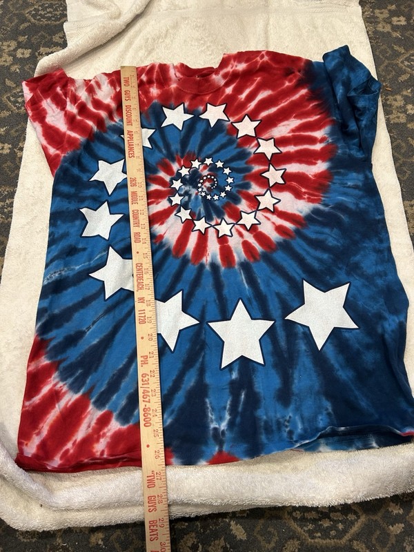 Liquid Blue Shirt Men L Red White Blue Tie Dye Spiral Patriotic Psychedelic Tee