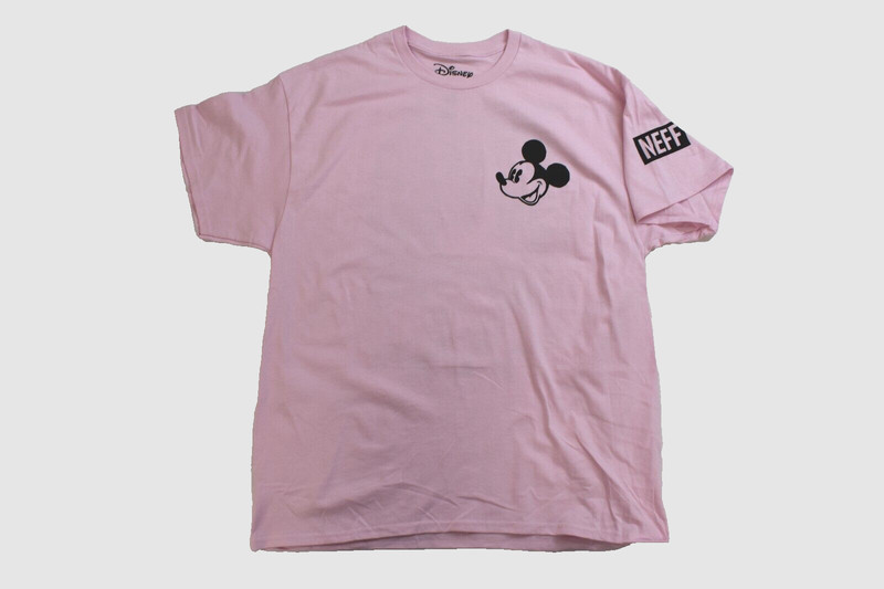 Neff x Disney Mens Mickey Mouse No Worries Double Sided Pink Shirt New S-XL