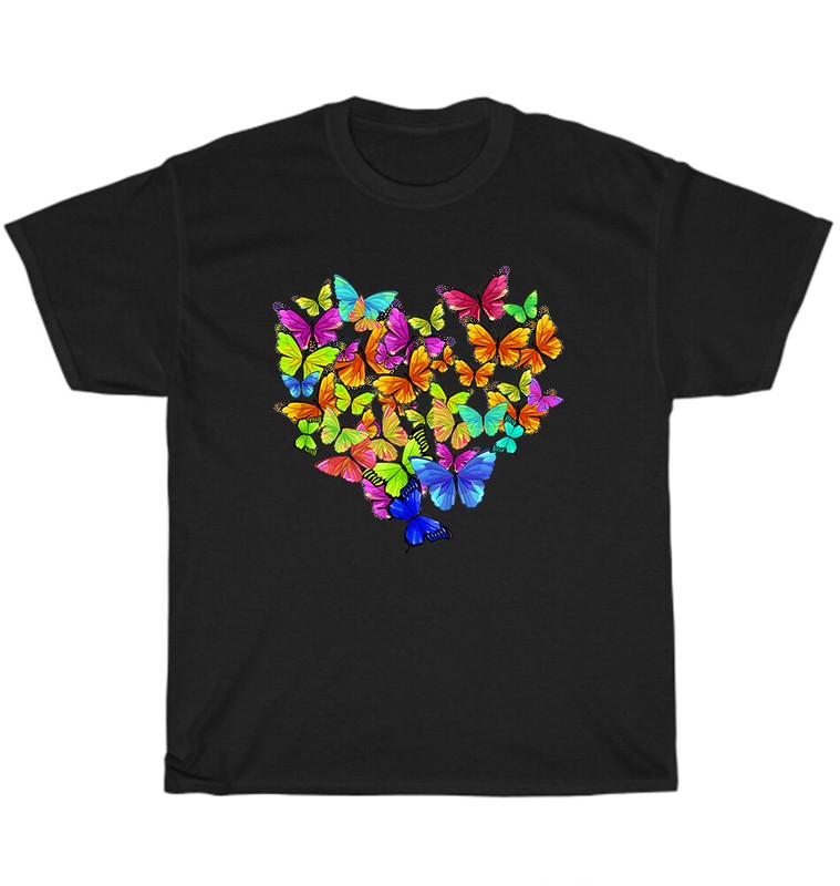 Colorful Butterfly Heart Butterflies Lover Entomologysts T-Shirt Unisex Tee Gift