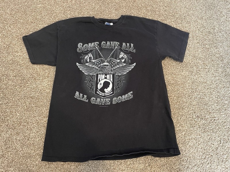 Vintage Y2K Hanes POW MIA Black Large Shirt Military Biker