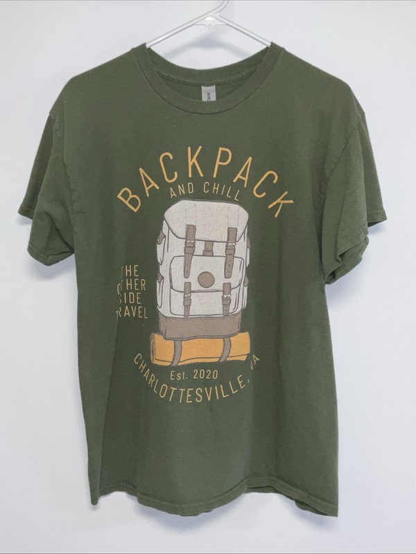 Backpack And Chill Short Sleeve T-Shirt Men’s Large Green