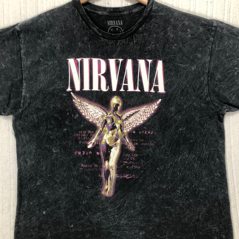 Nirvana In Utero Mineral Wash Graphic T-Shirt Mens XL Charcoal Gray Cotton