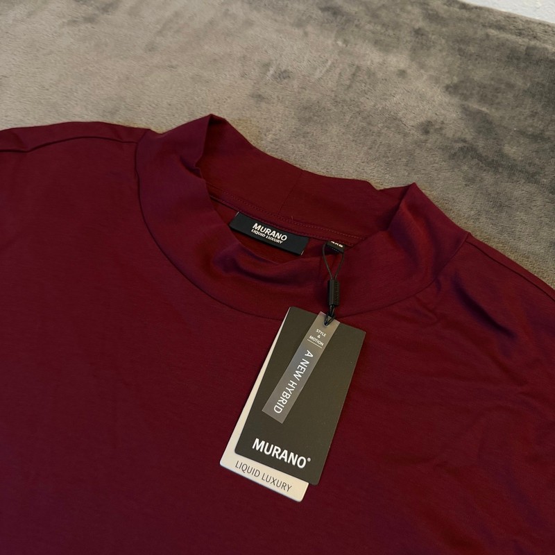 Murano Liquid Luxury Mock Neck Shirt Mens 4XB Burgundy Long Sleeve Cotton NWT