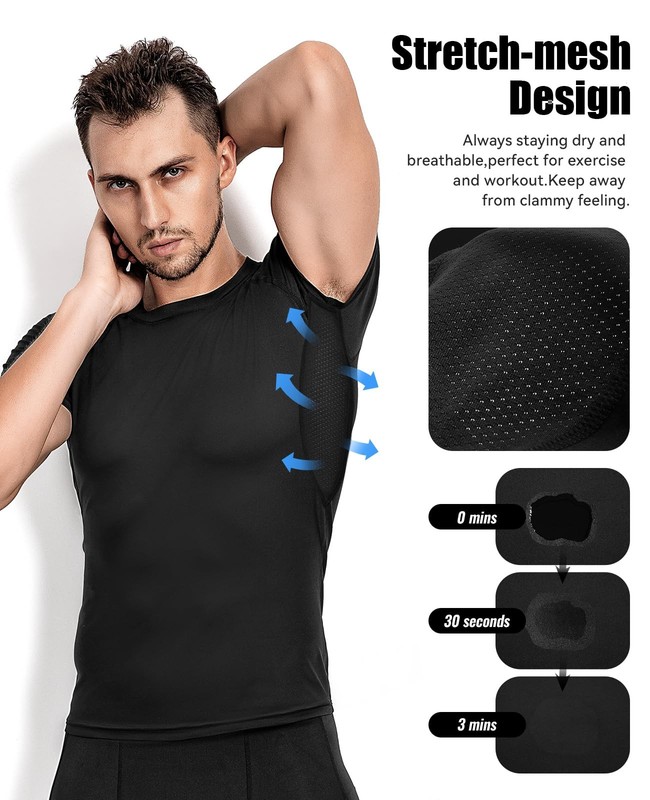 Men's Compression Shirts 4 Pack, Short Sleeve Athletic Compression Tops Cool ... gallery
