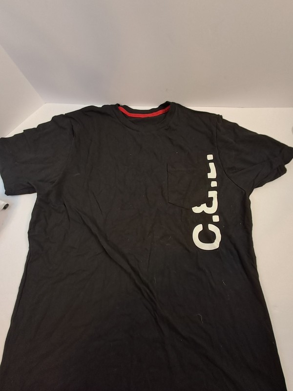 Men’s Black C.R.I. Graphic Print Short Sleeve Crew Neck T-Shirt with Pocket L