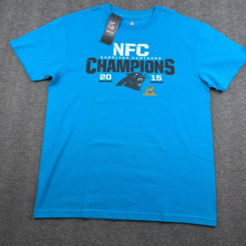 NFL Pro Line T-Shirt Mens M Blue Carolina Panthers NFC Champions 2015 Graphic