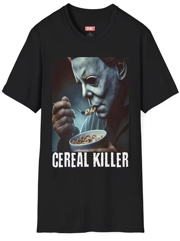 Mens Michael Myers Halloween Horror T-Shirt – Black Cereal Killer Graphic Tee, S