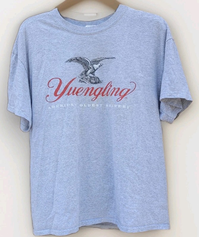 Yuengling America’s Oldest Brewery Screen Print T-Shirt,90% Cotton,10% Poly,Gray