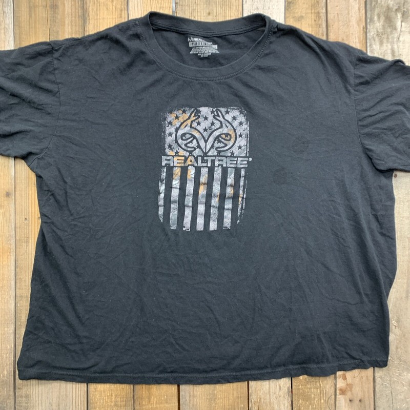 Realtree T-Shirt Mens Size 2XL Black Hunting Stars Stripes