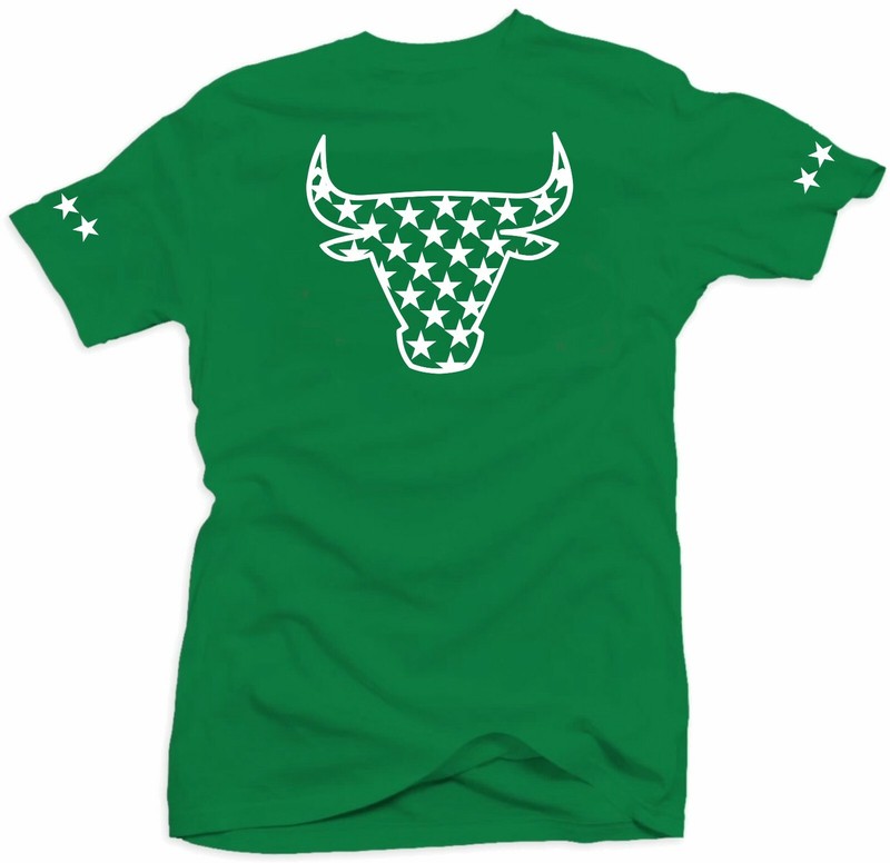Shirt to Match Jordan Retro 1 Pine Green 2020- Bull Stars Green gallery