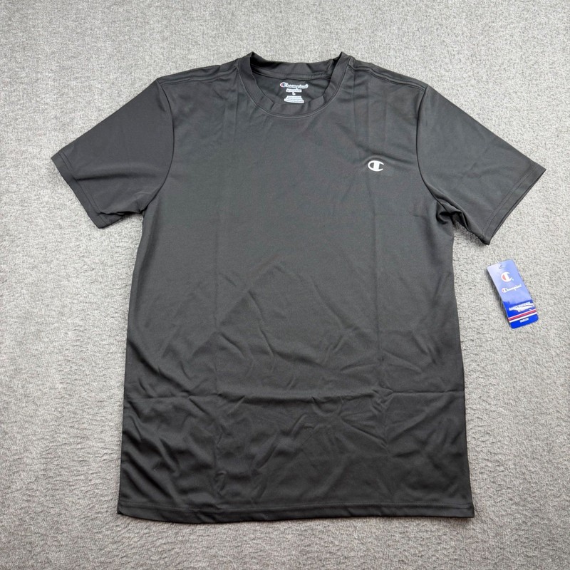 Champion Mens Double Dry Performance T-Shirt Black Short Sleeve Crewneck Large