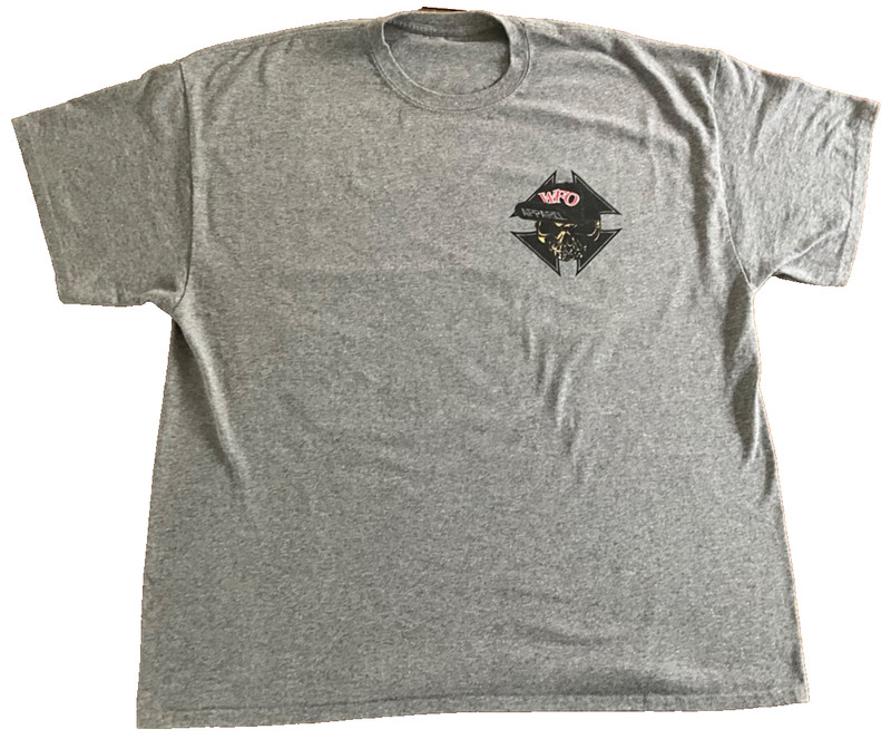 Vtg Style WFO Apparel Biker T-Shirt XXL Gray Living Life Wide Open Skull Pistons