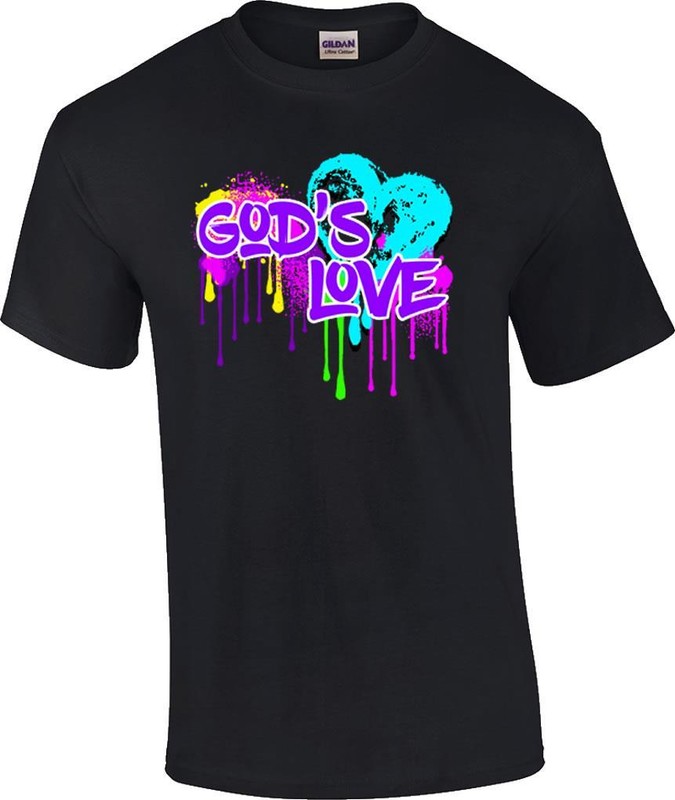 Christian Neon God’s Love Heart Religious T-Shirt