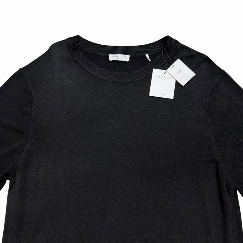 Sandro Pablo Tee Mens Size Large Knitted Crewneck Black gallery