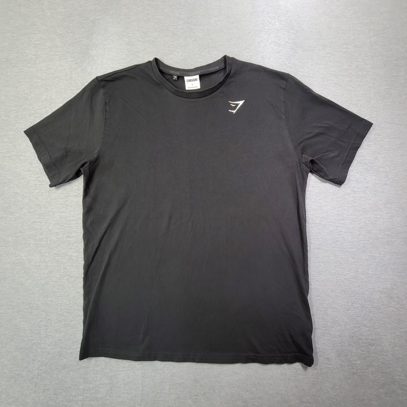 Gymshark T Shirt Mens Large Black Crew Neck Gym Workout Casual Logo