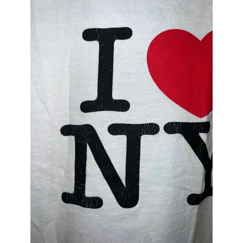 Vintage I Love New York Shirt Heart NY NYC White Graphic Tee Stained VTG XL gallery