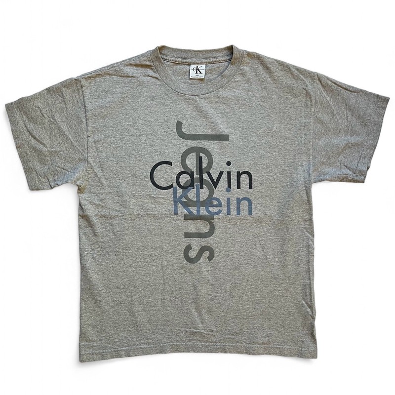 Vintage Calvin Klein Jeans Made in the USA T Shirt 90s Single Stitch Brand Gray