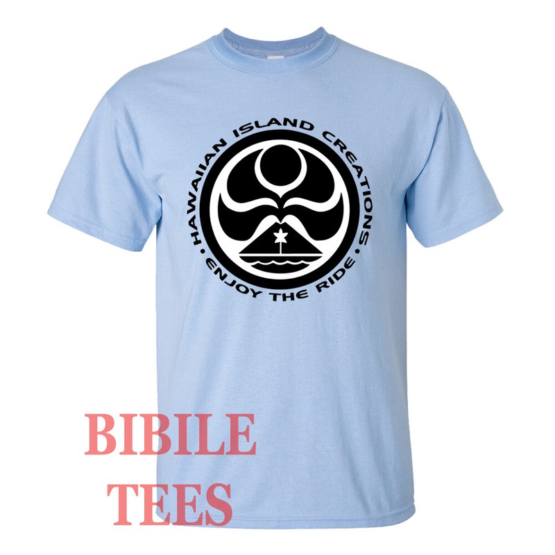 HIC Hawaiian Island Creations Surfing Men’s Light Blue T-Shirt Size S to 5XL